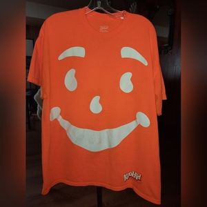 VINTAGE Orange Graphic Kool Aid Short Sleeve Crew Neck T-shirt Adult Size XL